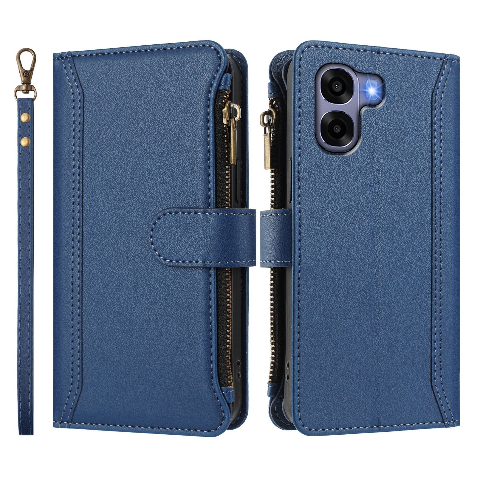 OPPO A6x EIDERWOOD Kunstlæder Flipcover m. 9 x Kortholder & Lynlåslomme - Blå
