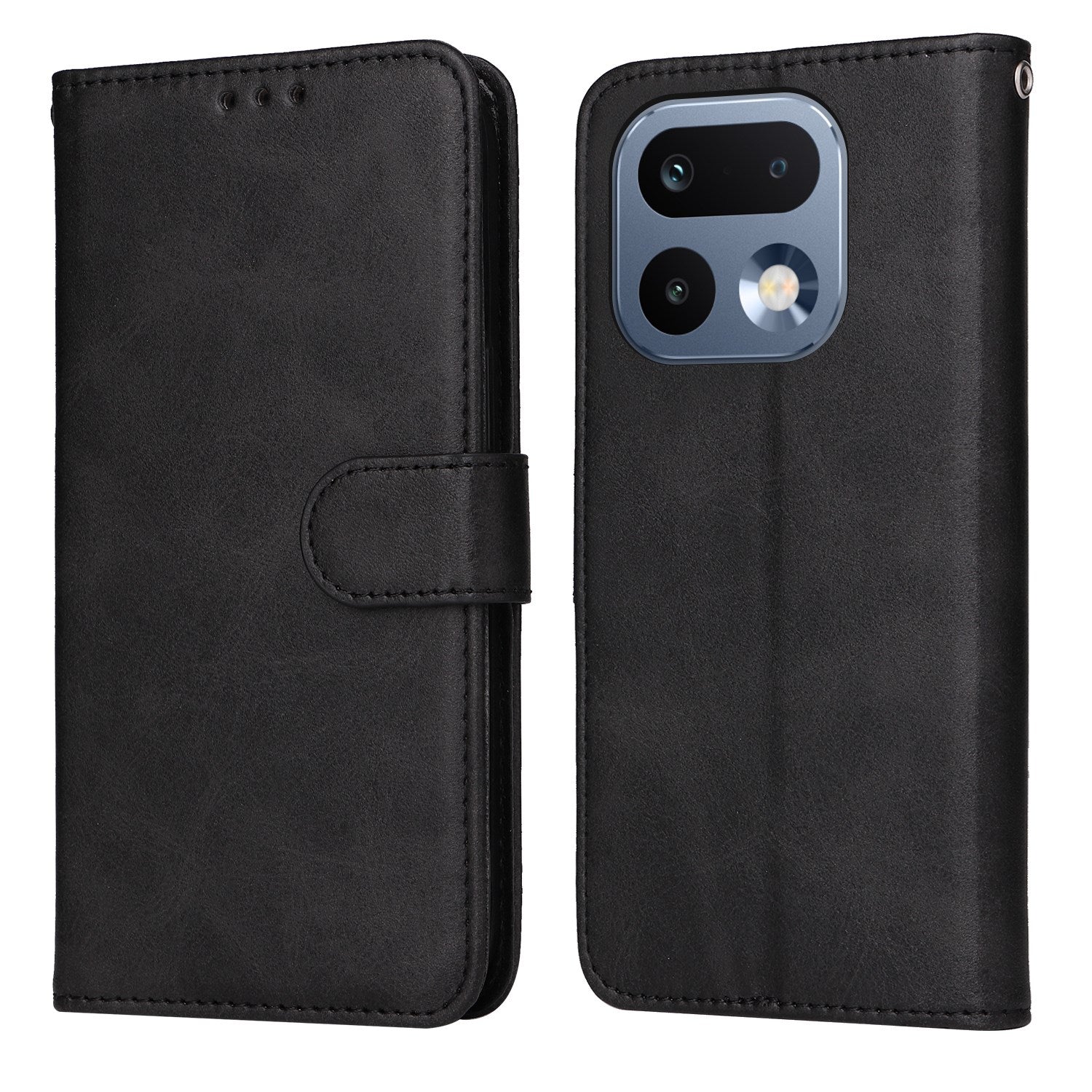 Realme 16 Pro EIDERWOOD Kunstlæder Flip Cover m. Strop - Sort