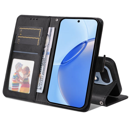 Realme 16 Pro EIDERWOOD Kunstlæder Flip Cover m. Strop - Sort