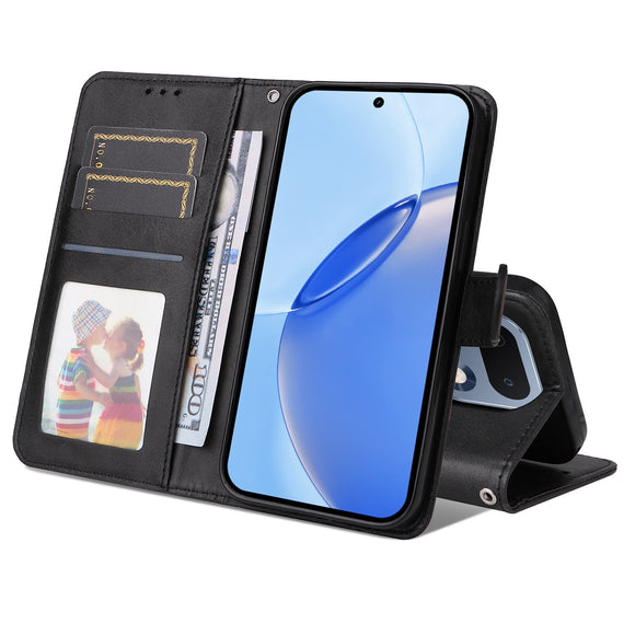 Realme 16 Pro EIDERWOOD Kunstlæder Flip Cover m. Strop - Sort