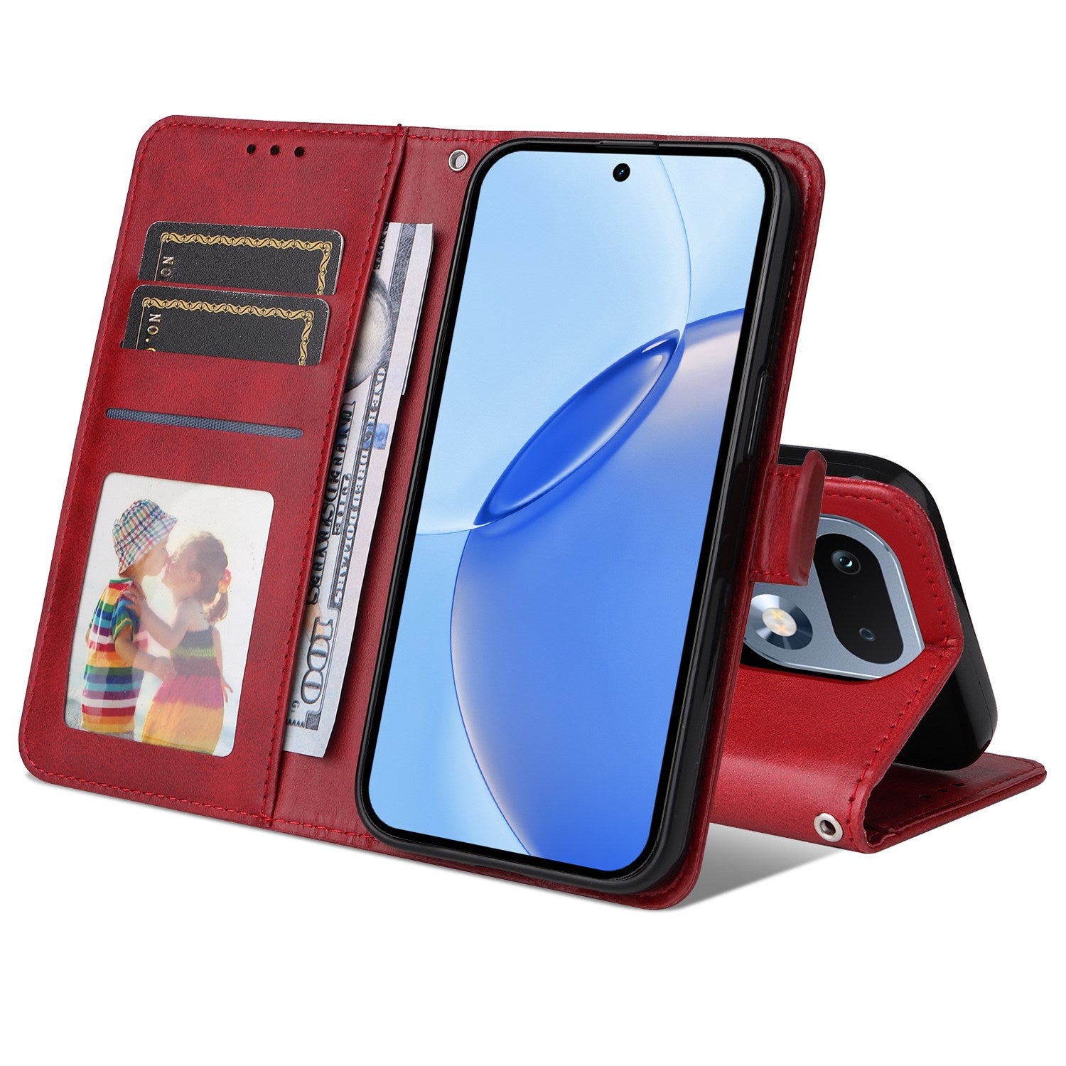 Realme 16 Pro EIDERWOOD Kunstlæder Flip Cover m. Strop - Rød