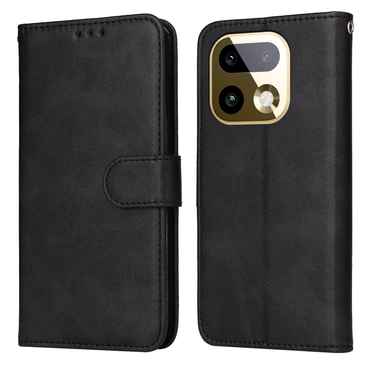 Realme 16 Pro+ EIDERWOOD Kunstlæder Flip Cover m. Strop - Sort