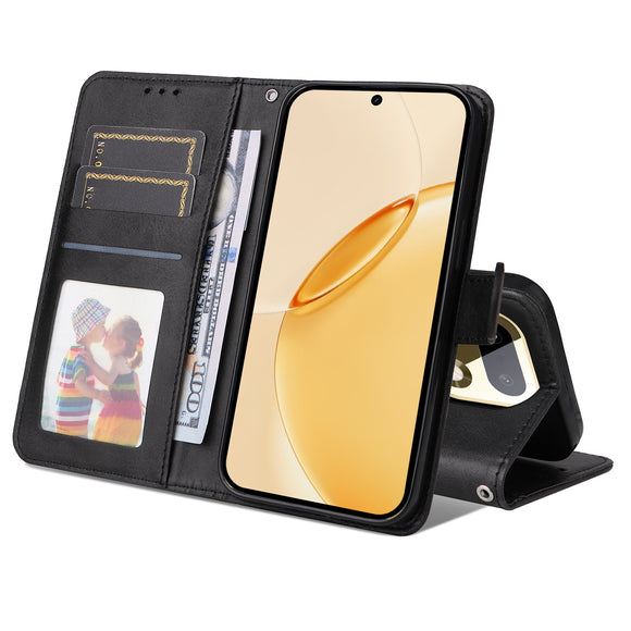 Realme 16 Pro+ EIDERWOOD Kunstlæder Flip Cover m. Strop - Sort