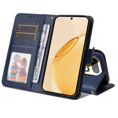 Realme 16 Pro+ EIDERWOOD Kunstlæder Flip Cover m. Strop - Blå
