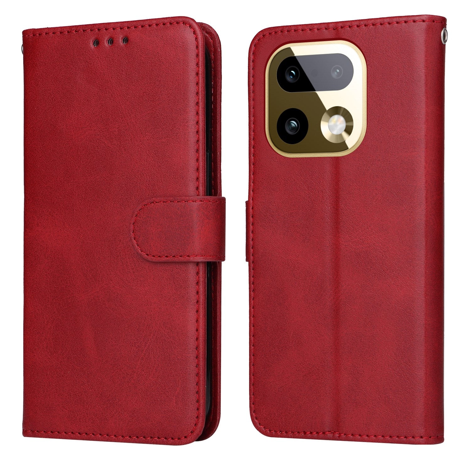Realme 16 Pro+ EIDERWOOD Kunstlæder Flip Cover m. Strop - Rød