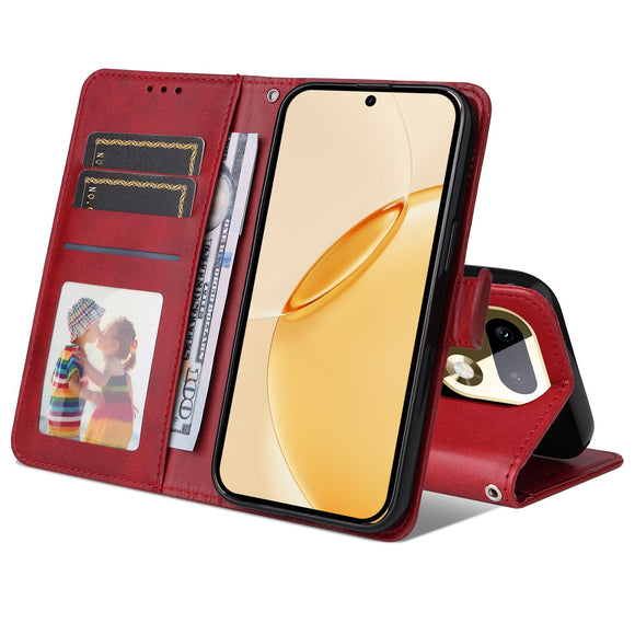 Realme 16 Pro+ EIDERWOOD Kunstlæder Flip Cover m. Strop - Rød
