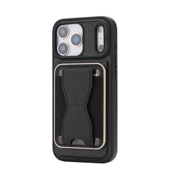 iPhone 17 Pro EIDERWOOD Kunstlæder Bagside Cover m. Kortholder & Ståfunktion - MagSafe Kompatibel - Sort