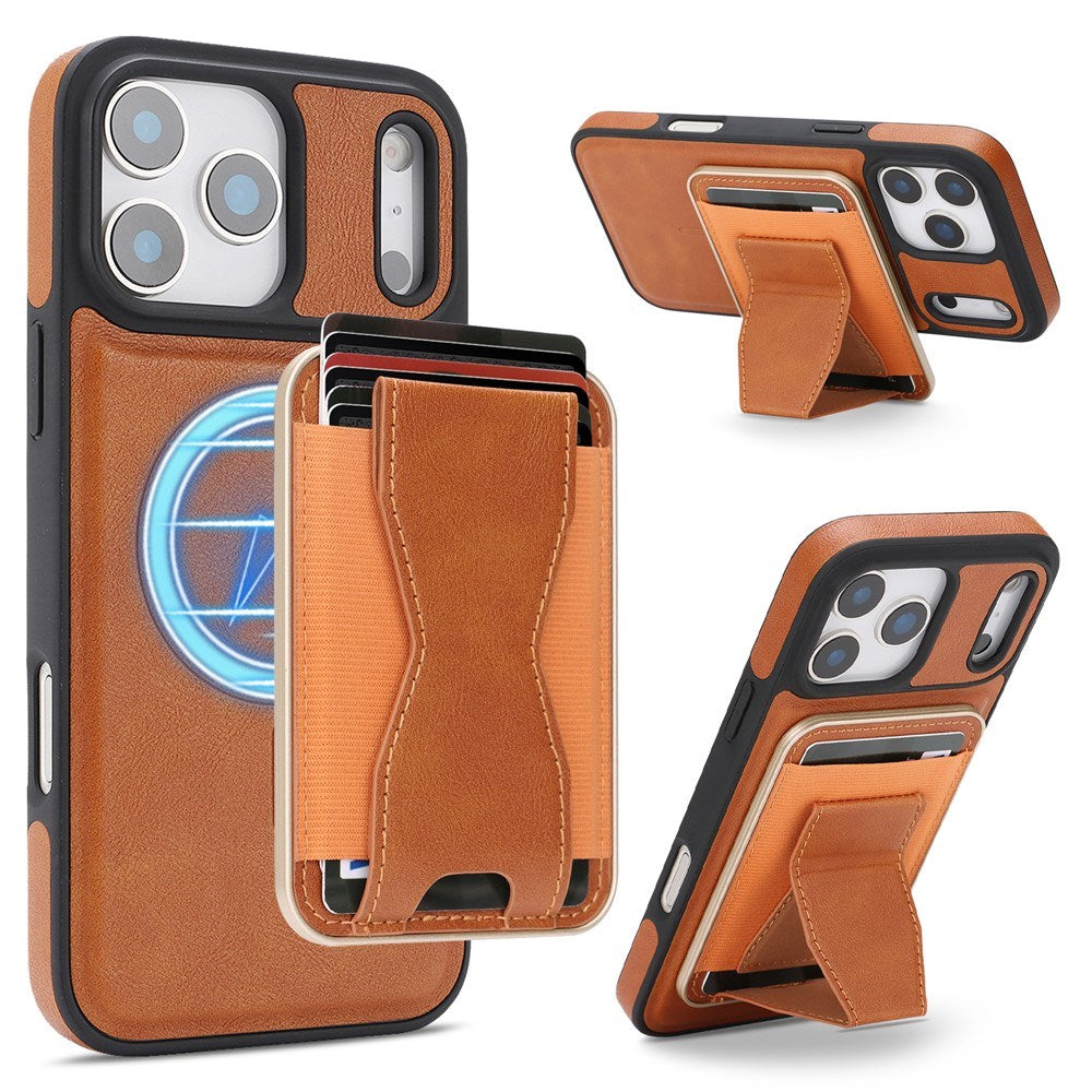 iPhone 17 Pro EIDERWOOD Kunstlæder Bagside Cover m. Kortholder & Ståfunktion - MagSafe Kompatibel - Brun