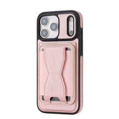iPhone 17 Pro EIDERWOOD Kunstlæder Bagside Cover m. Kortholder & Ståfunktion - MagSafe Kompatibel - Lyserød
