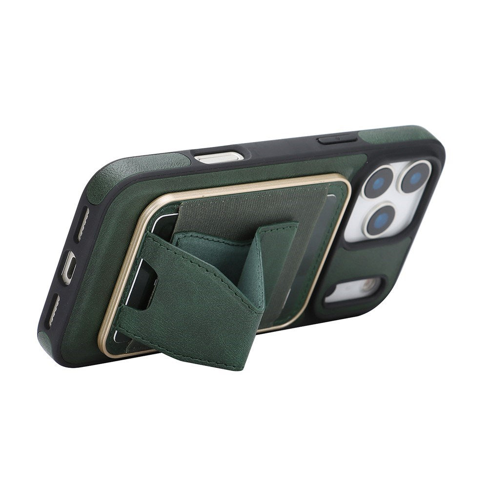 iPhone 17 Pro EIDERWOOD Kunstlæder Bagside Cover m. Kortholder & Ståfunktion - MagSafe Kompatibel - Grøn