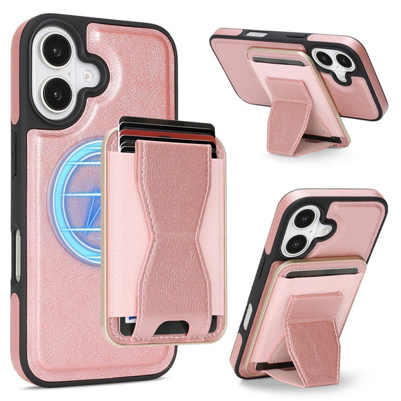 iPhone 17 EIDERWOOD Kunstlæder Bagside Cover m. Kortholder & Ståfunktion - MagSafe Kompatibel - Lyserød