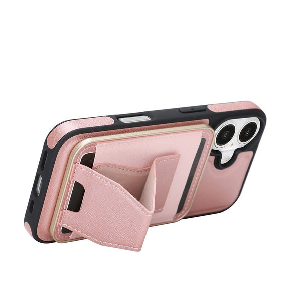 iPhone 17 EIDERWOOD Kunstlæder Bagside Cover m. Kortholder & Ståfunktion - MagSafe Kompatibel - Lyserød