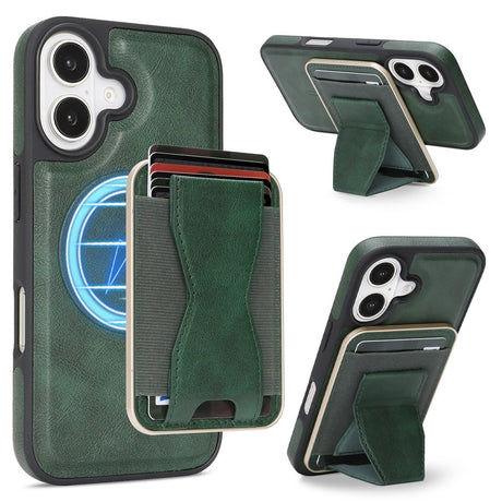 iPhone 17 EIDERWOOD Kunstlæder Bagside Cover m. Kortholder & Ståfunktion - MagSafe Kompatibel - Grøn