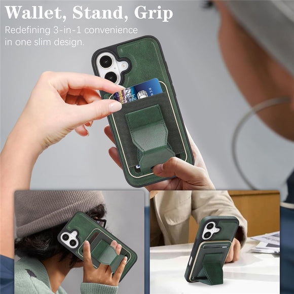 iPhone 17 EIDERWOOD Kunstlæder Bagside Cover m. Kortholder & Ståfunktion - MagSafe Kompatibel - Grøn