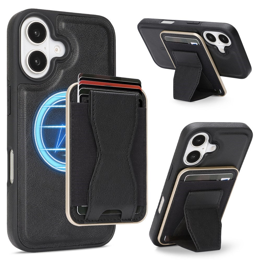 iPhone 17 EIDERWOOD Kunstlæder Bagside Cover m. Kortholder & Ståfunktion - MagSafe Kompatibel - Sort