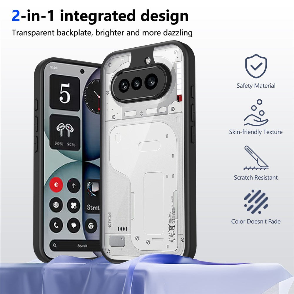 Nothing Phone (4a) Hybrid Mobil Cover - Gennemsigtig / Sort