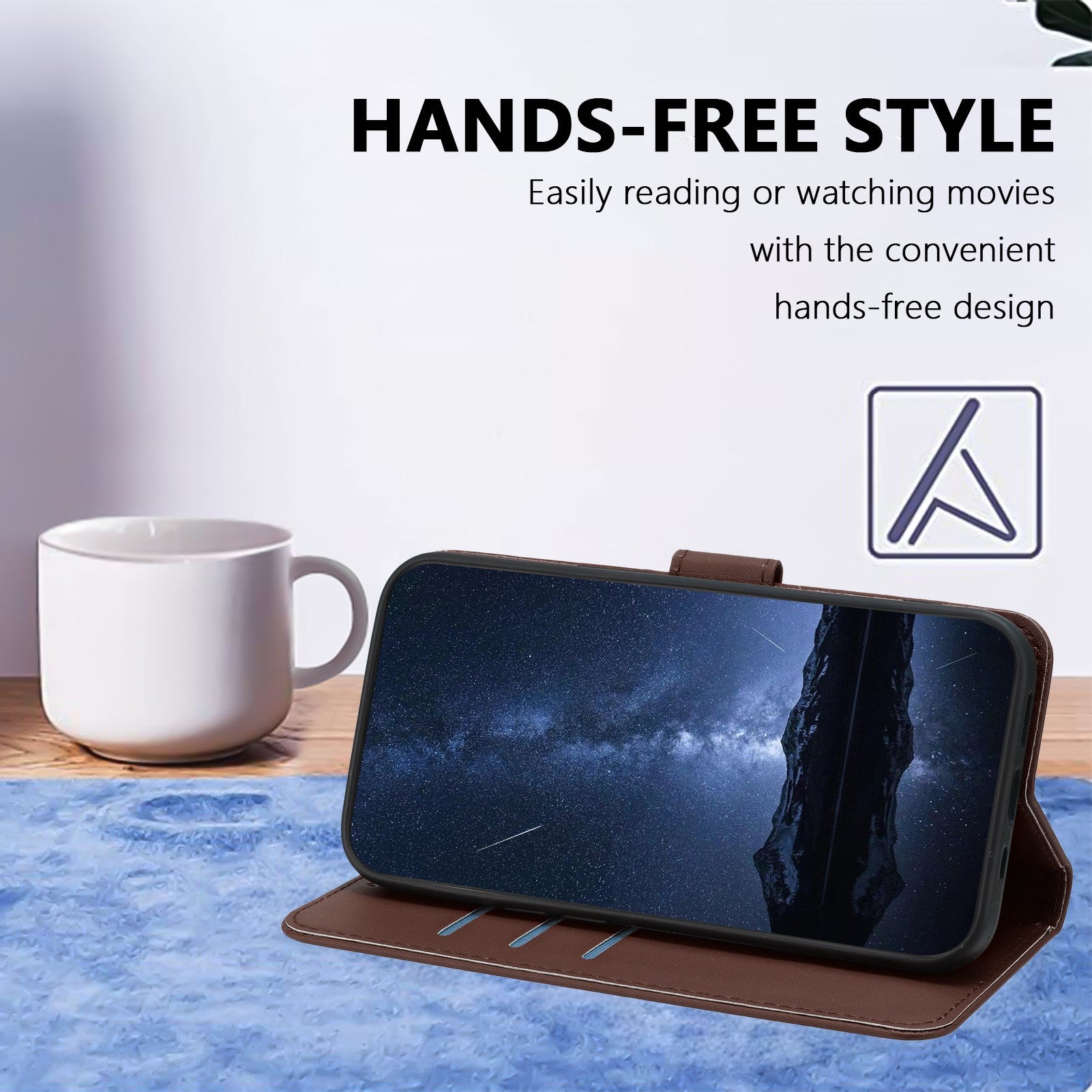 Xiaomi Redmi A7 Pro EIDERWOOD Kunstlæder Flip Cover m. Kortholder & Ståfunktion - Brun