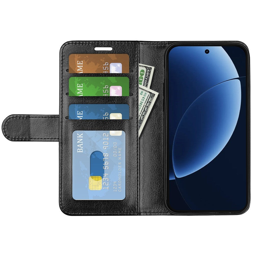 Realme GT 8 Pro EIDERWOOD Kunstlæder Flip Cover m. Kortholder & Ståfunktion - Sort