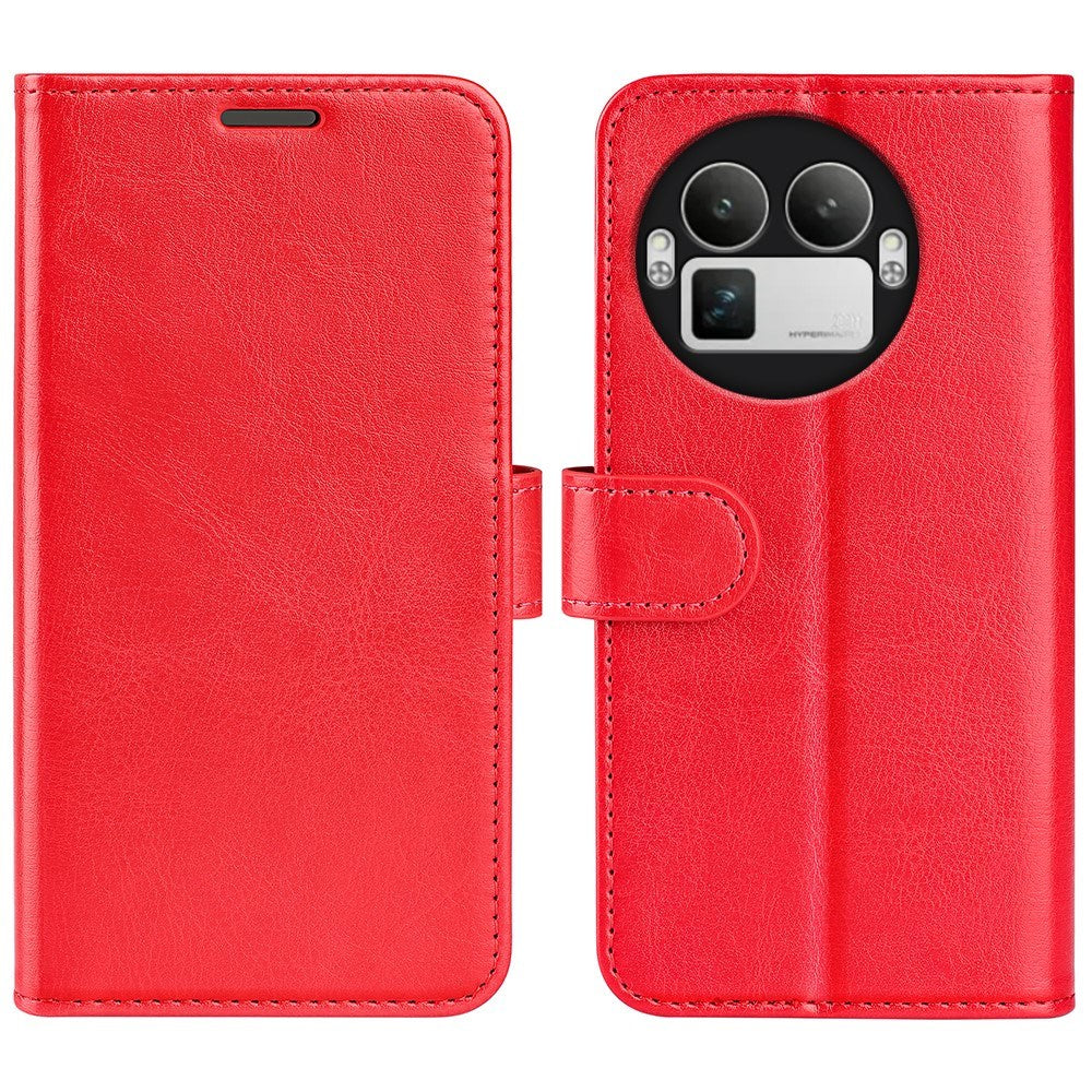 Realme GT 8 Pro EIDERWOOD Kunstlæder Flip Cover m. Kortholder & Ståfunktion - Rød