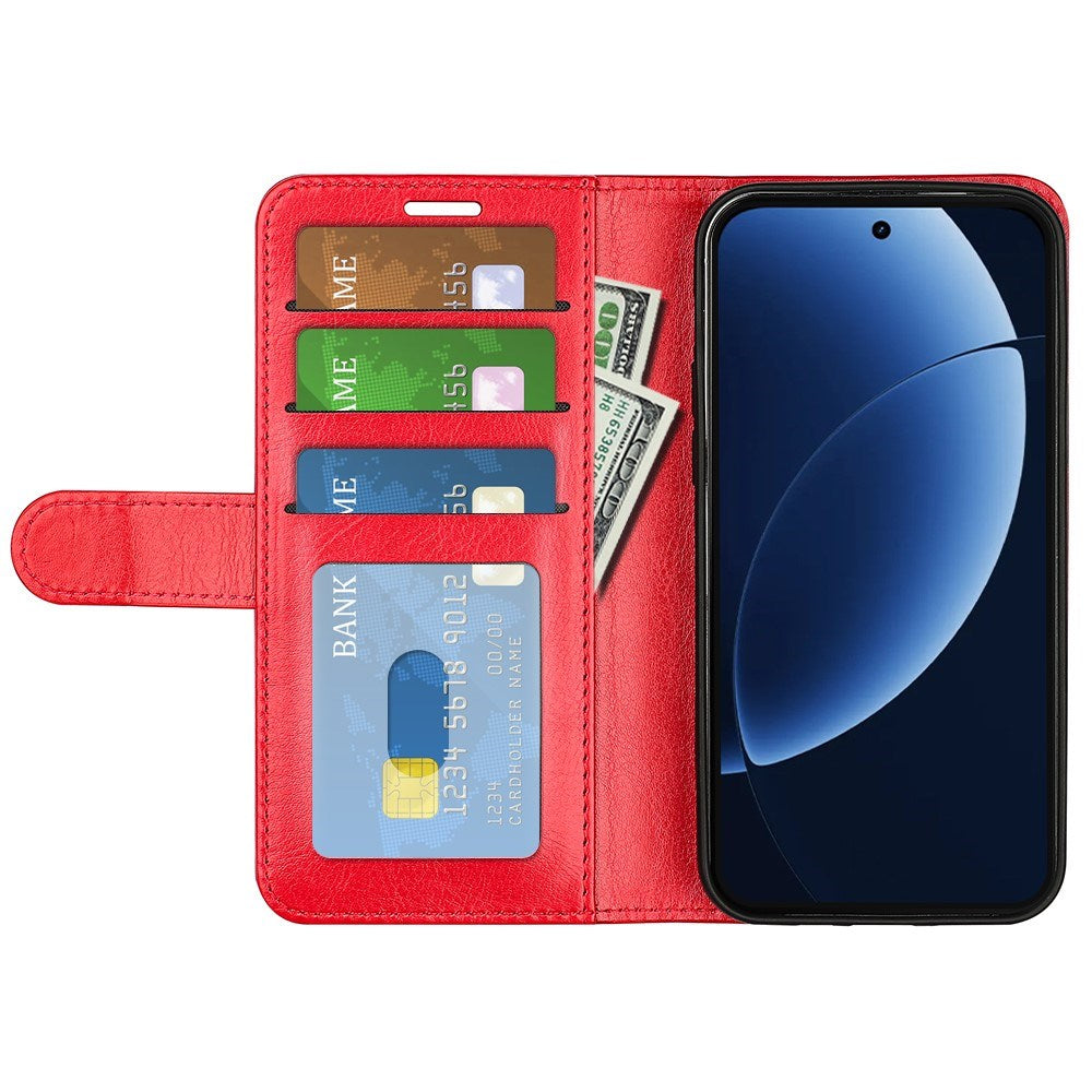 Realme GT 8 Pro EIDERWOOD Kunstlæder Flip Cover m. Kortholder & Ståfunktion - Rød