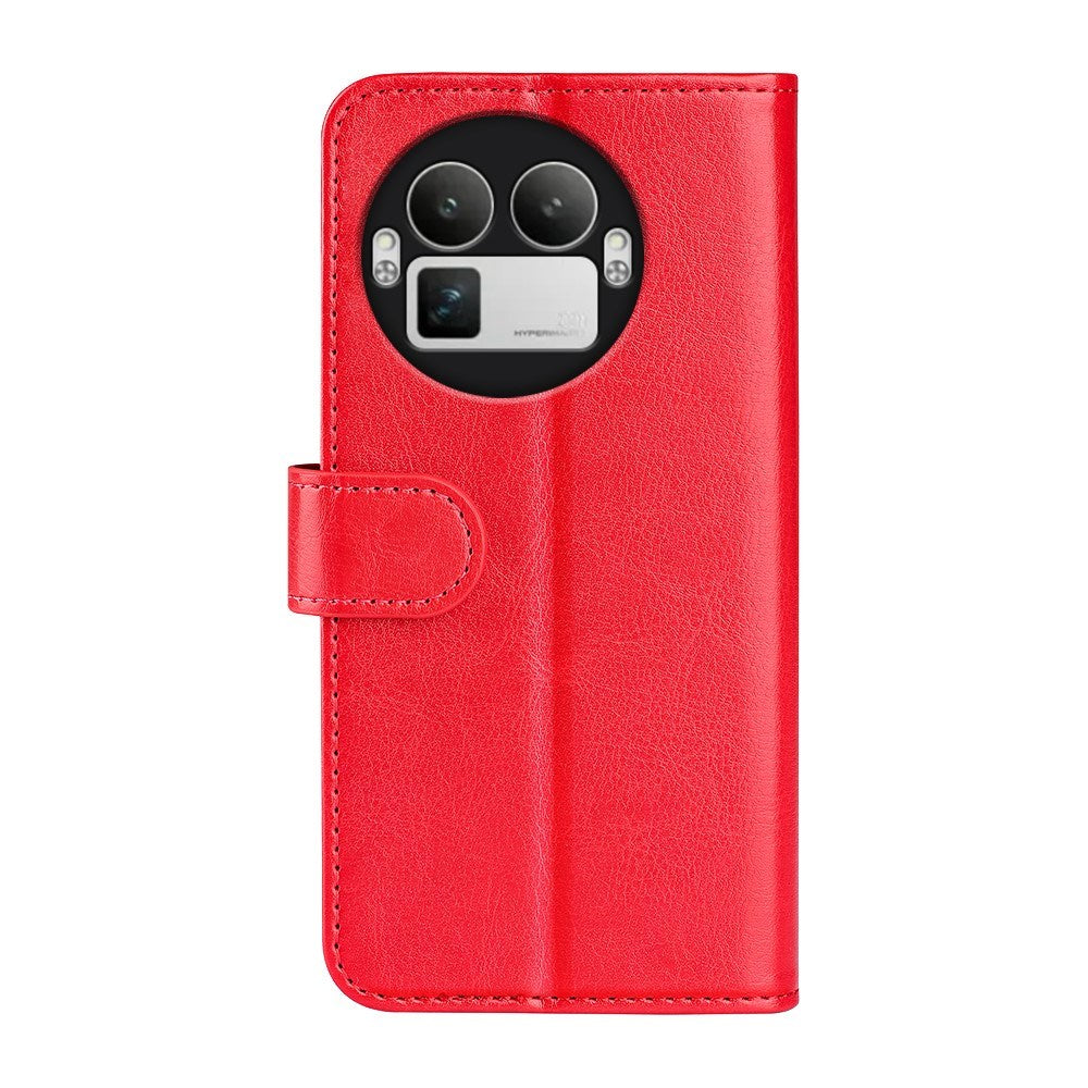 Realme GT 8 Pro EIDERWOOD Kunstlæder Flip Cover m. Kortholder & Ståfunktion - Rød