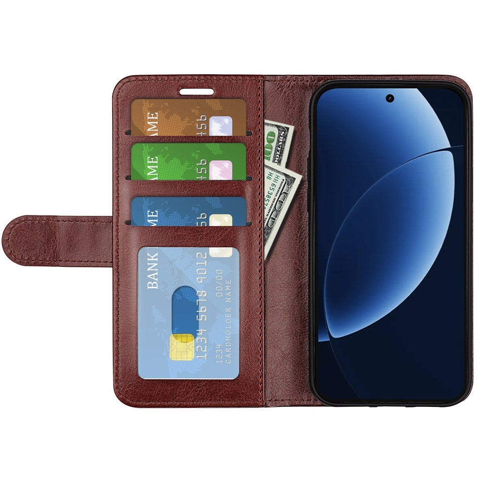 Realme GT 8 Pro EIDERWOOD Kunstlæder Flip Cover m. Kortholder & Ståfunktion - Brun