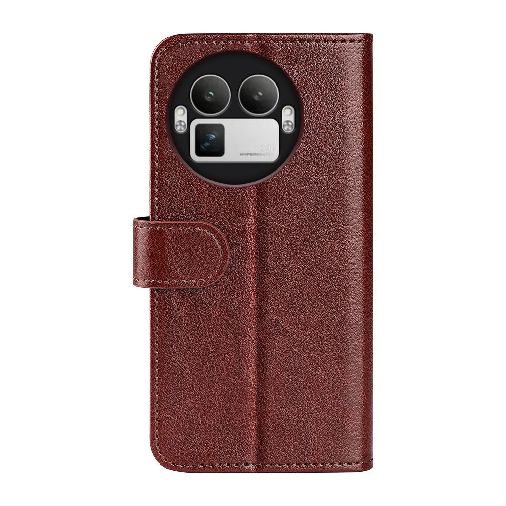 Realme GT 8 Pro EIDERWOOD Kunstlæder Flip Cover m. Kortholder & Ståfunktion - Brun