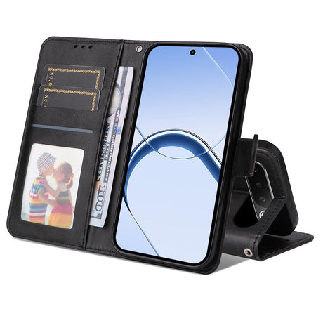 Realme 16 EIDERWOOD Kunstlæder Flip Cover m. Strop - Sort