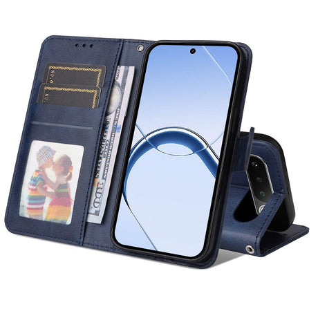 Realme 16 EIDERWOOD Kunstlæder Flip Cover m. Strop - Blå