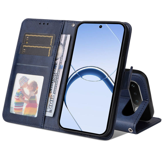 Realme 16 EIDERWOOD Kunstlæder Flip Cover m. Strop - Blå