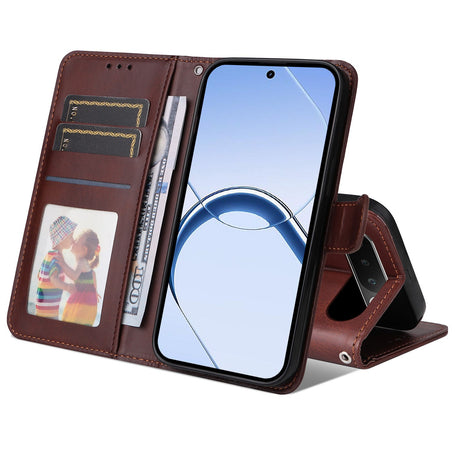 Realme 16 EIDERWOOD Kunstlæder Flip Cover m. Strop - Brun