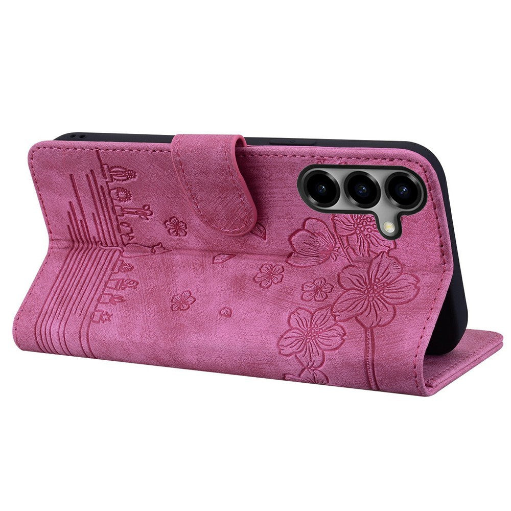 Samsung Galaxy S26 EIDERWOOD Flip Cover m. Tryk / Kortholder / Strop - Lyserød