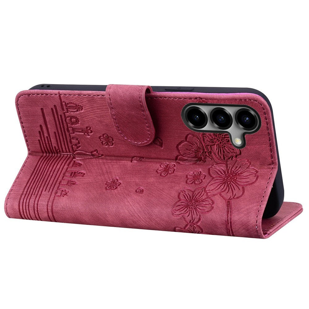 Samsung Galaxy S26 EIDERWOOD Flip Cover m. Tryk / Kortholder / Strop - Rød