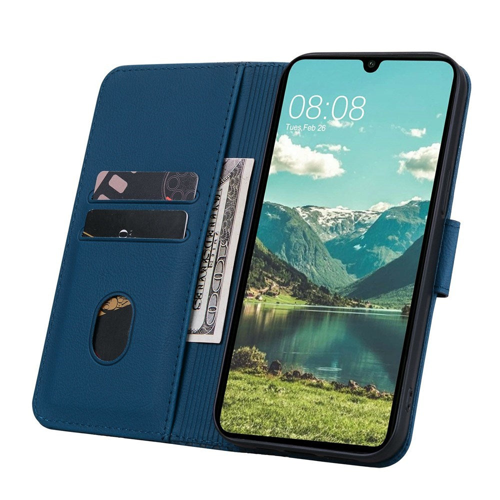Samsung Galaxy A57 EIDERWOOD Flipcover m. Tryk - Kortholder & Strop - Blå
