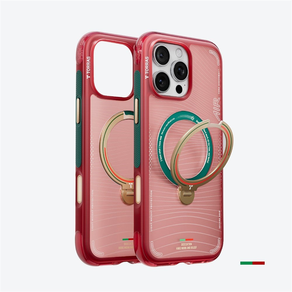 iPhone 16 Pro TORRAS Ostand Q3 Air Cover m. 360° Kickstand - MagSafe Kompatibel - Wave of Passion