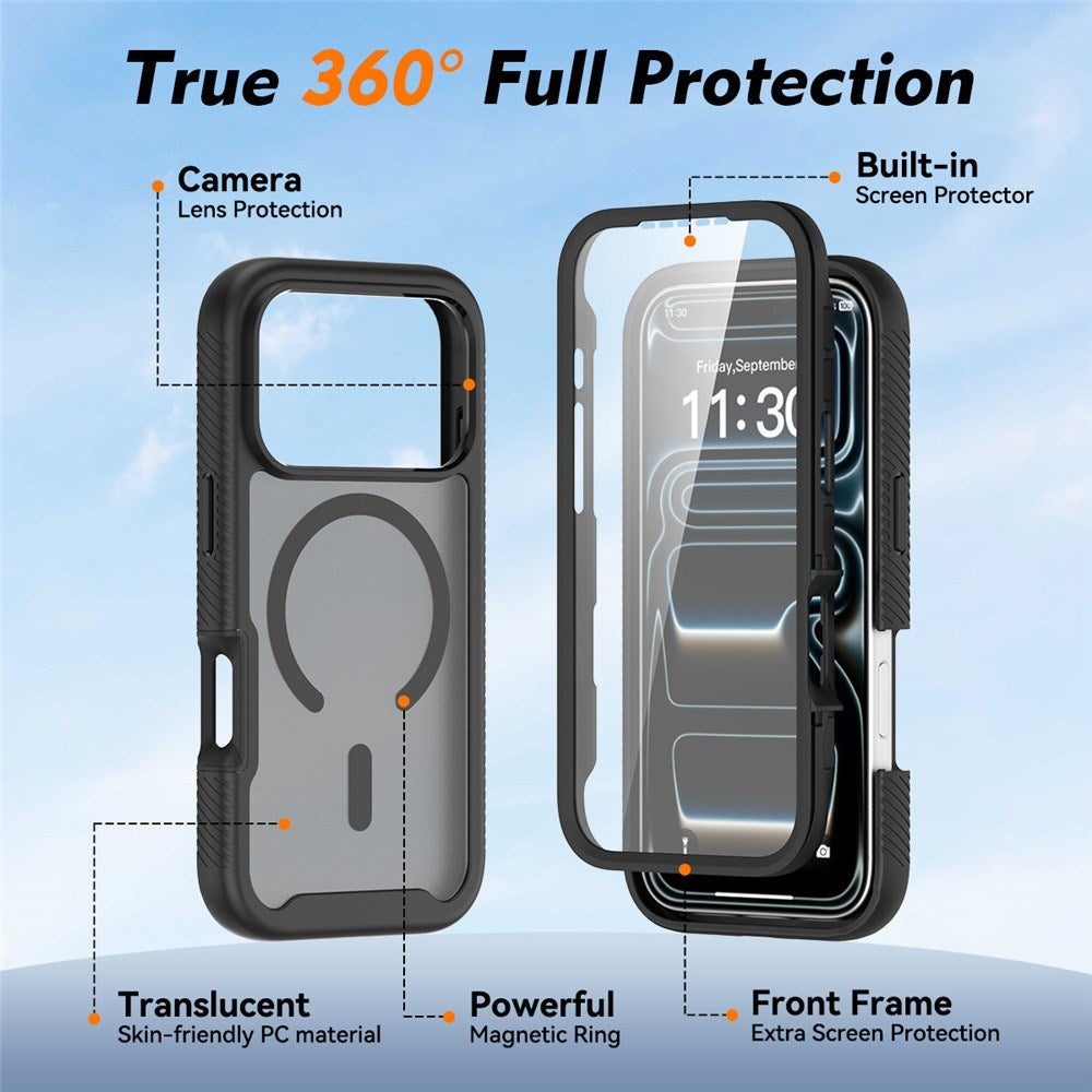 iPhone 18 Pro / 17 Pro EIDERWOOD 2-i-1 Mat Hybrid Plast Cover m. Skærmbeskyttelsesfilm - MagSafe Kompatibel - Sort