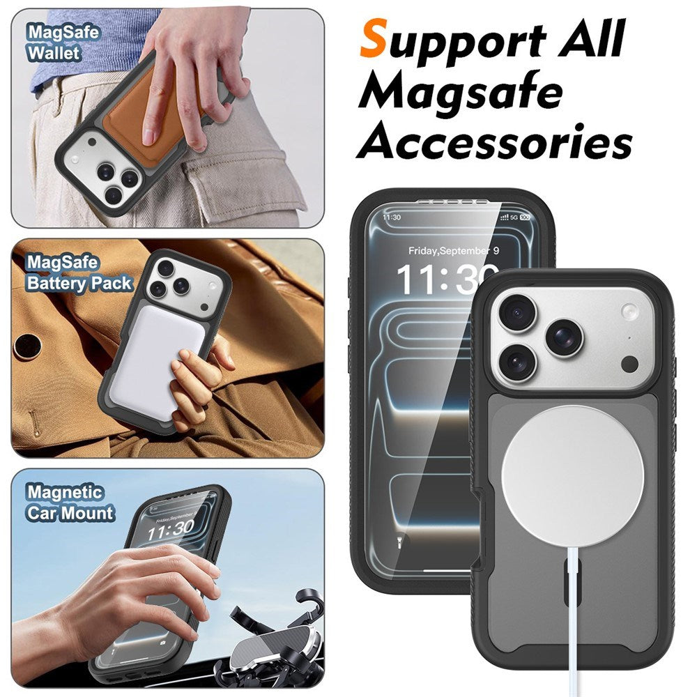 iPhone 18 Pro / 17 Pro EIDERWOOD 2-i-1 Mat Hybrid Plast Cover m. Skærmbeskyttelsesfilm - MagSafe Kompatibel - Sort