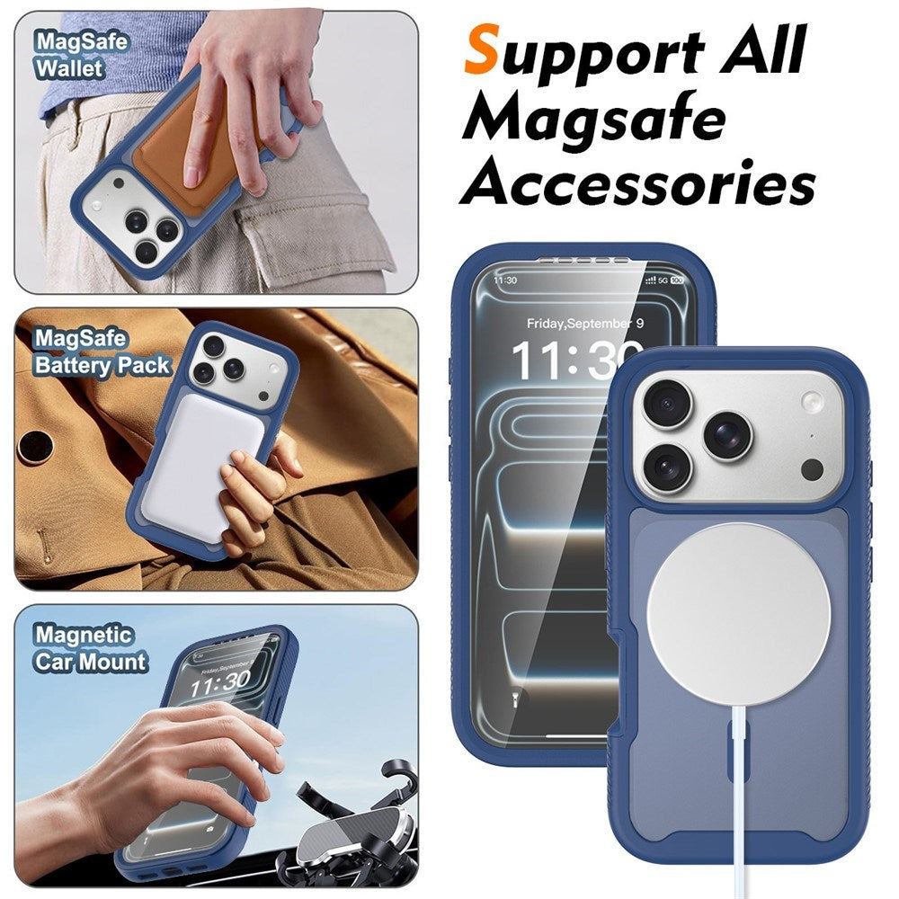 iPhone 18 Pro / 17 Pro EIDERWOOD 2-i-1 Mat Hybrid Plast Cover m. Skærmbeskyttelsesfilm - MagSafe Kompatibel - Blå