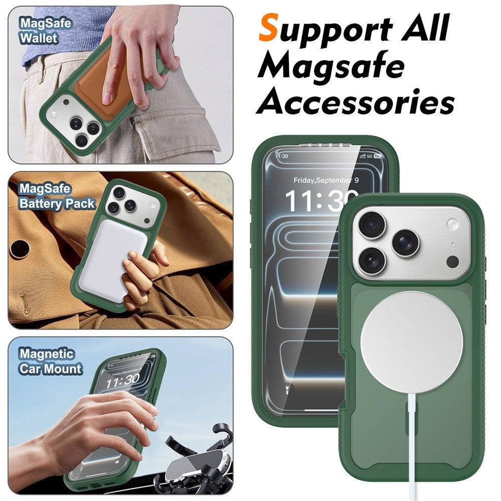 iPhone 18 Pro / 17 Pro EIDERWOOD 2-i-1 Mat Hybrid Plast Cover m. Skærmbeskyttelsesfilm - MagSafe Kompatibel - Grøn
