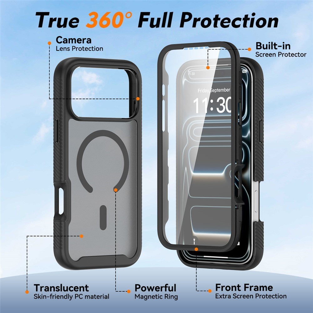iPhone 18 Pro Max / 17 Pro Max EIDERWOOD 2-i-1 Mat Hybrid Plast Cover m. Skærmbeskyttelsesfilm - MagSafe Kompatibel - Sort