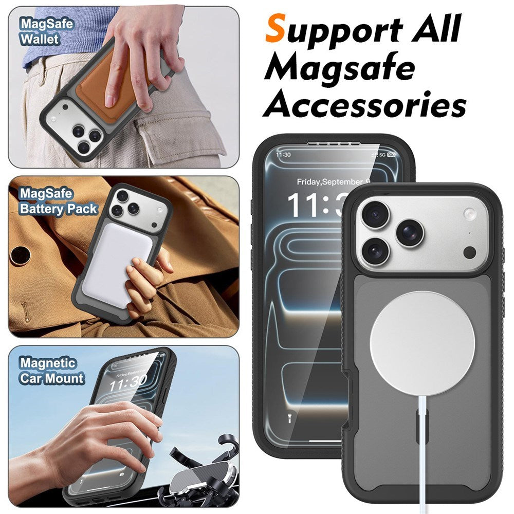 iPhone 18 Pro Max / 17 Pro Max EIDERWOOD 2-i-1 Mat Hybrid Plast Cover m. Skærmbeskyttelsesfilm - MagSafe Kompatibel - Sort