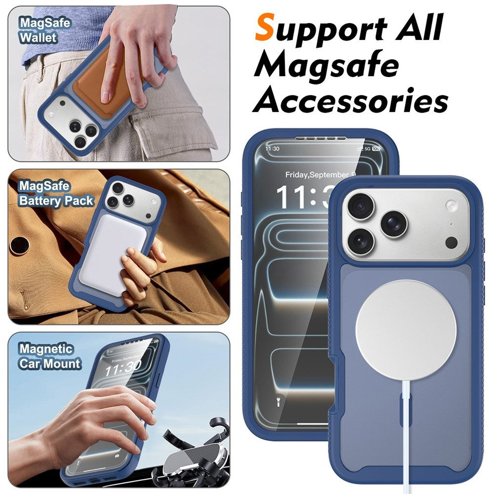iPhone 18 Pro Max / 17 Pro Max EIDERWOOD 2-i-1 Mat Hybrid Plast Cover m. Skærmbeskyttelsesfilm - MagSafe Kompatibel - Blå