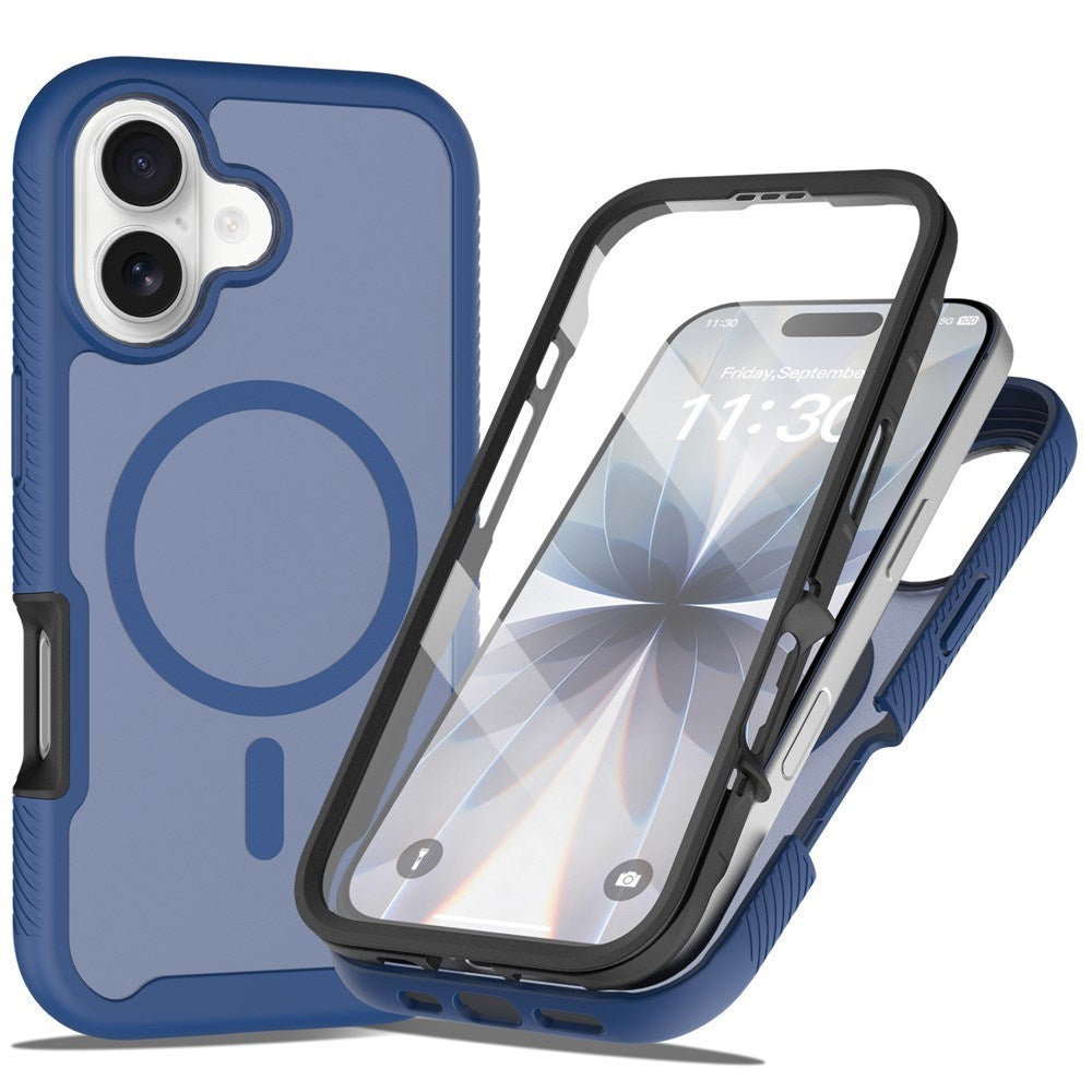 iPhone 17 EIDERWOOD Mat Hybrid Cover m. Skærmbeskyttelsesramme - Blå