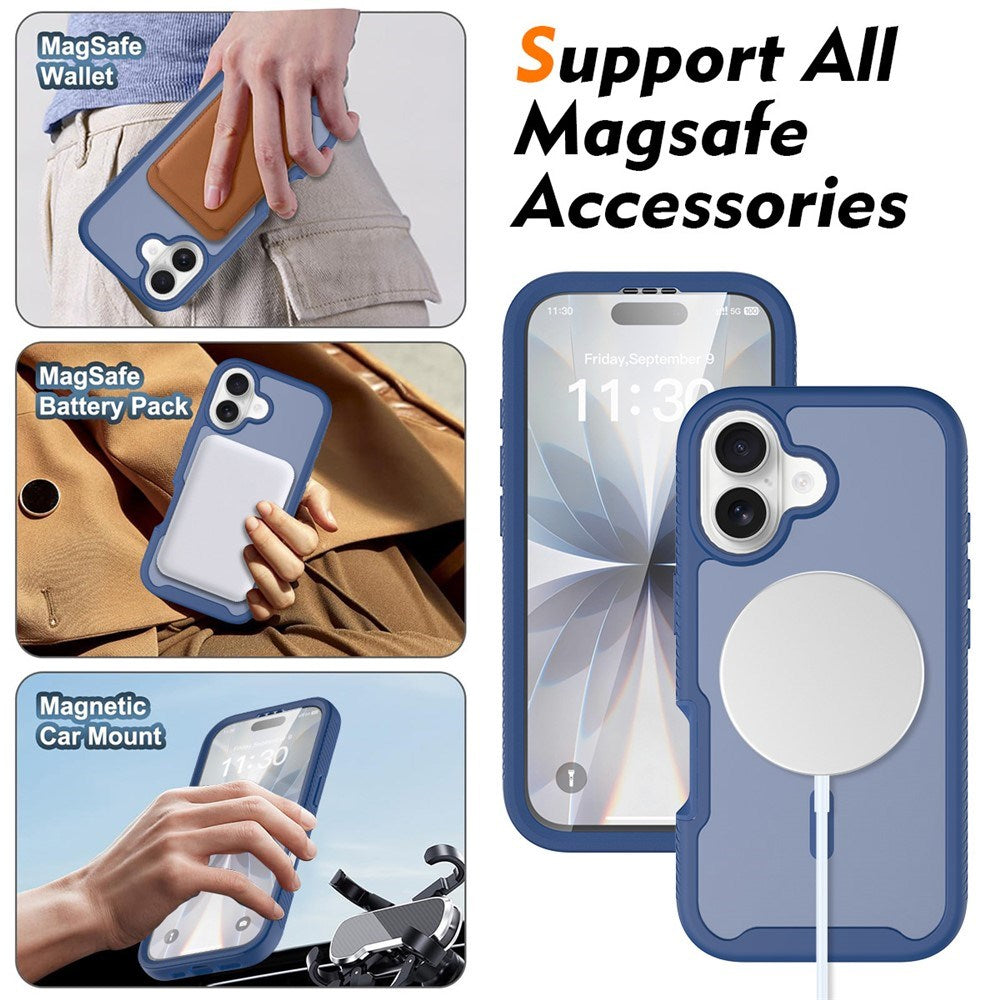 iPhone 17 EIDERWOOD Mat Hybrid Cover m. Skærmbeskyttelsesramme - Blå