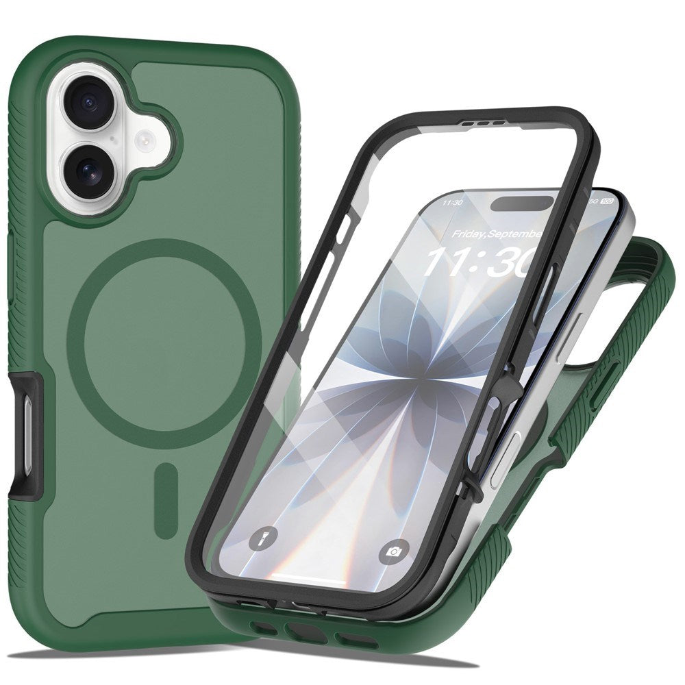 iPhone 17 EIDERWOOD Mat Hybrid Cover m. Skærmbeskyttelsesramme - Grøn