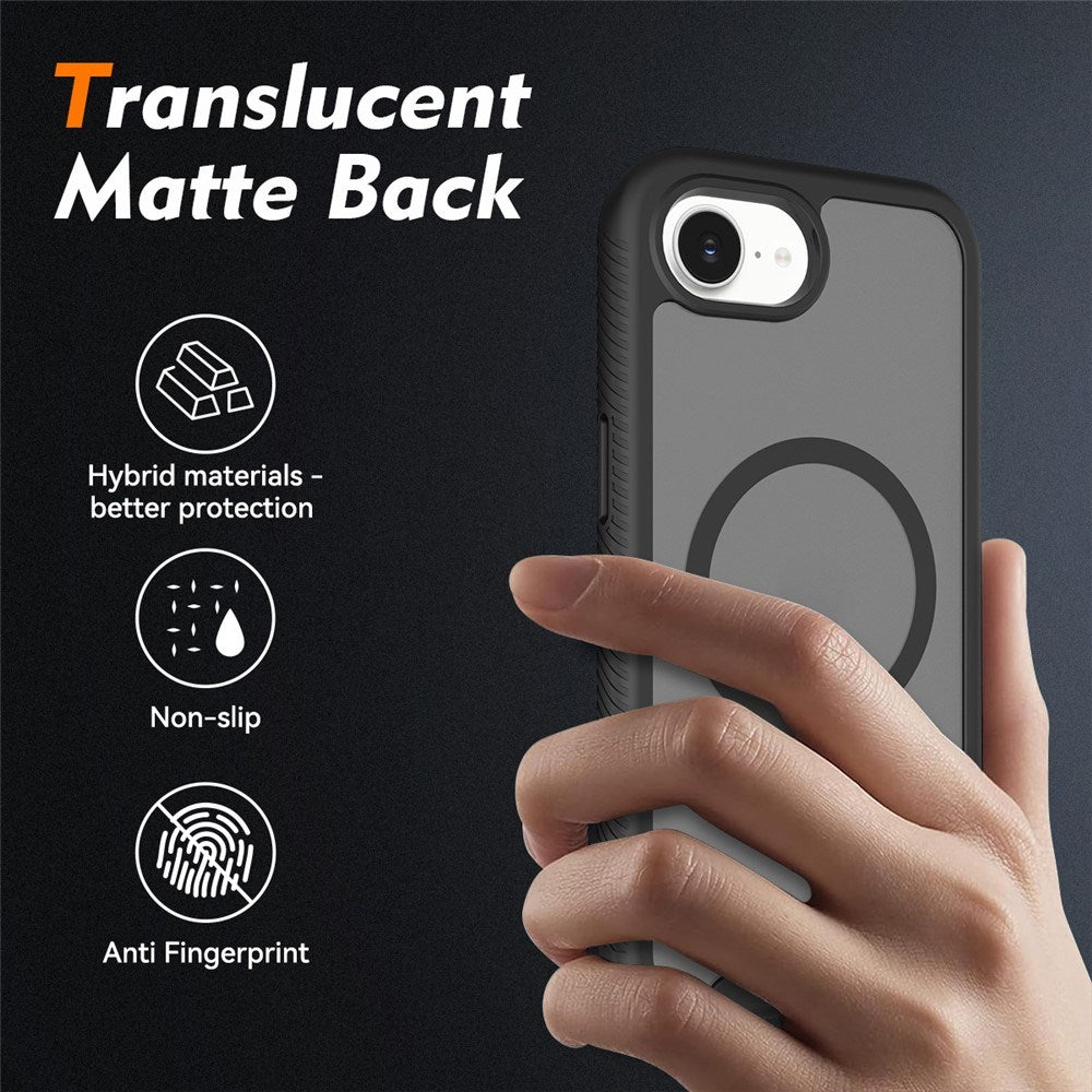 iPhone 17e / 16e EIDERWOOD Mat Hybrid Cover m. Skærmbeskyttelsesramme - Sort