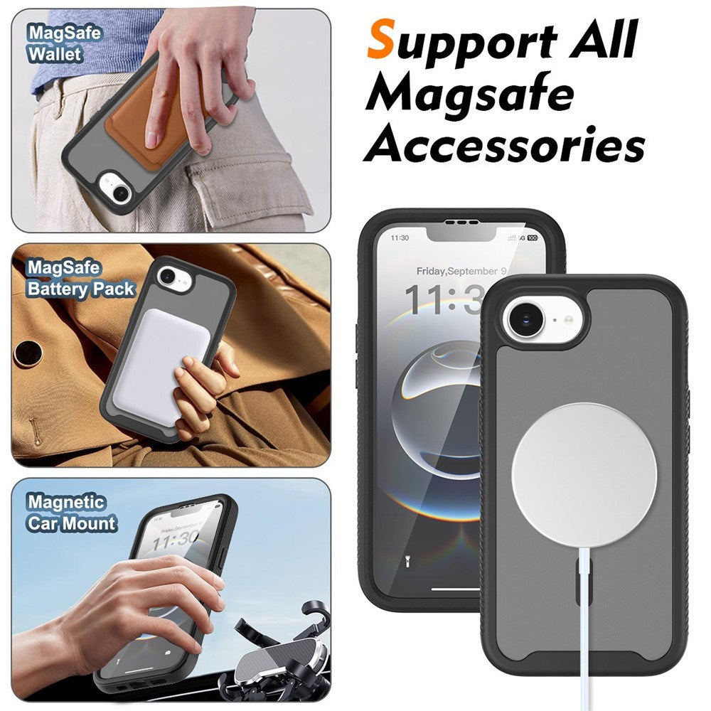 iPhone 17e / 16e EIDERWOOD Mat Hybrid Cover m. Skærmbeskyttelsesramme - Sort