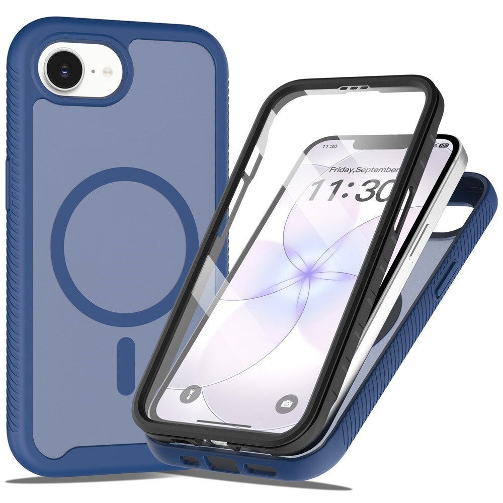 iPhone 17e / 16e EIDERWOOD Mat Hybrid Cover m. Skærmbeskyttelsesramme - Blå