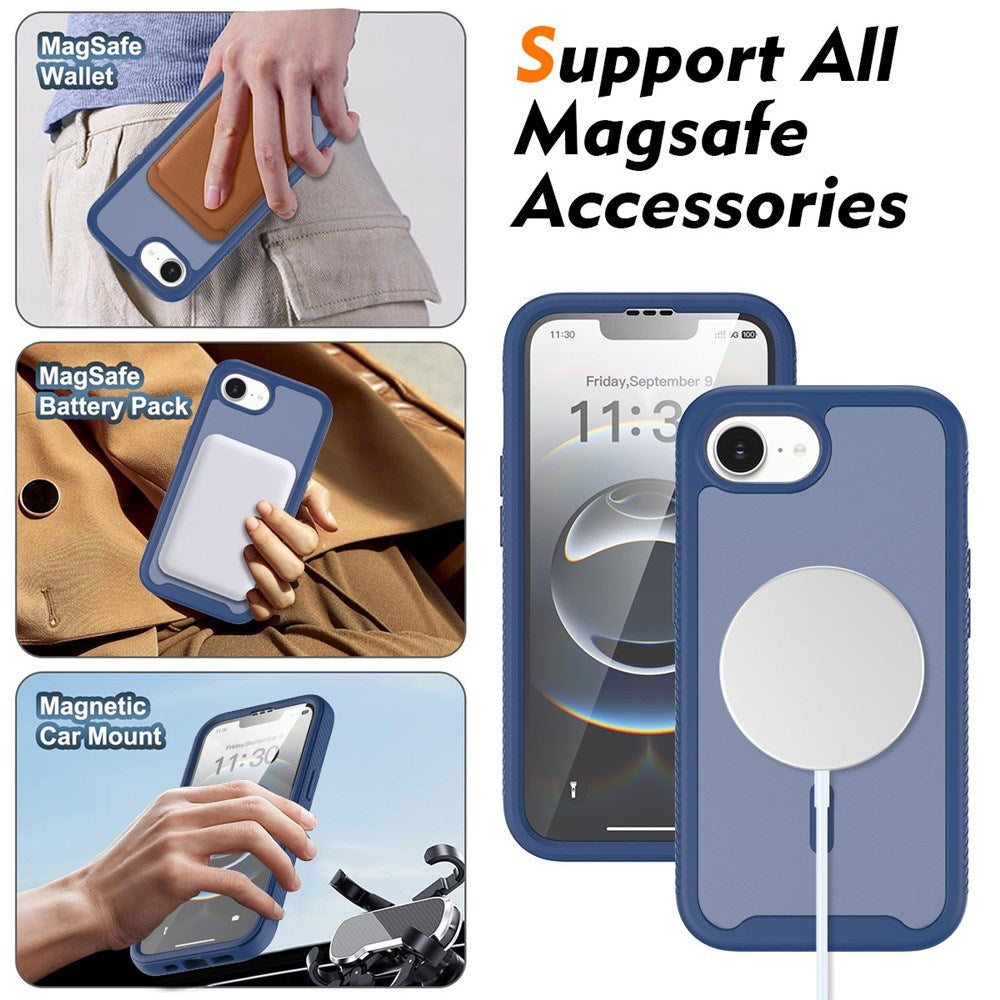 iPhone 17e / 16e EIDERWOOD Mat Hybrid Cover m. Skærmbeskyttelsesramme - Blå