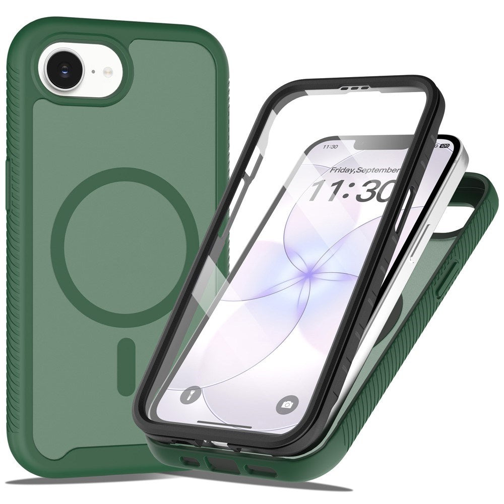 iPhone 17e / 16e EIDERWOOD Mat Hybrid Cover m. Skærmbeskyttelsesramme - Grøn